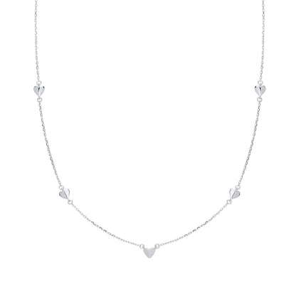 Silver  Mini Flat Love Heart Charm Necklace - GVK311