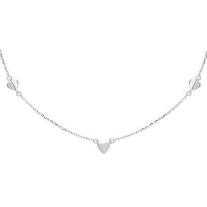 Silver  Mini Flat Love Heart Charm Necklace - GVK311