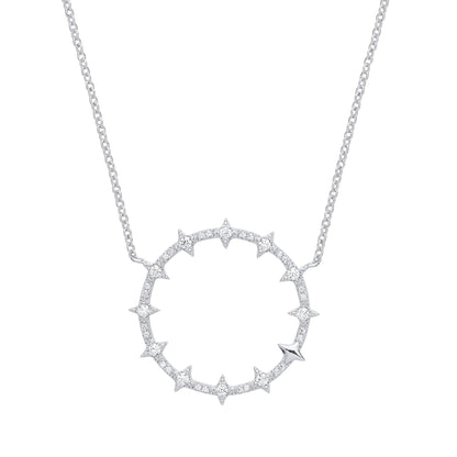 Silver  CZ Spiky Hoop Eternity Necklace 16 inch - GVK316