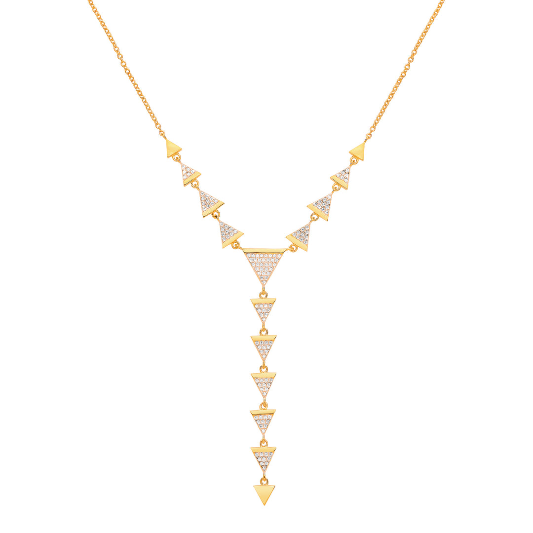 Gilded Silver  CZ Triangle Pizza Slice Drop Necklace - GVK318
