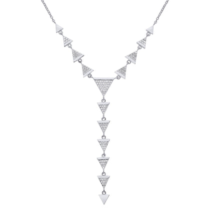 Silver  Triangle Pizza Slice Lariat Necklace - GVK318RH