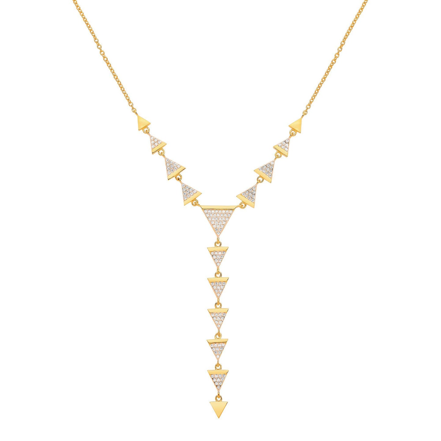 Gilded Silver  CZ Triangle Pizza Slice Drop Necklace - GVK318