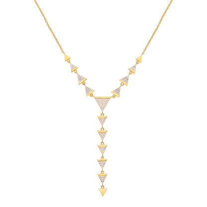 Gilded Silver  CZ Triangle Pizza Slice Drop Necklace - GVK318