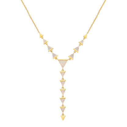Gilded Silver  CZ Triangle Pizza Slice Drop Necklace - GVK318