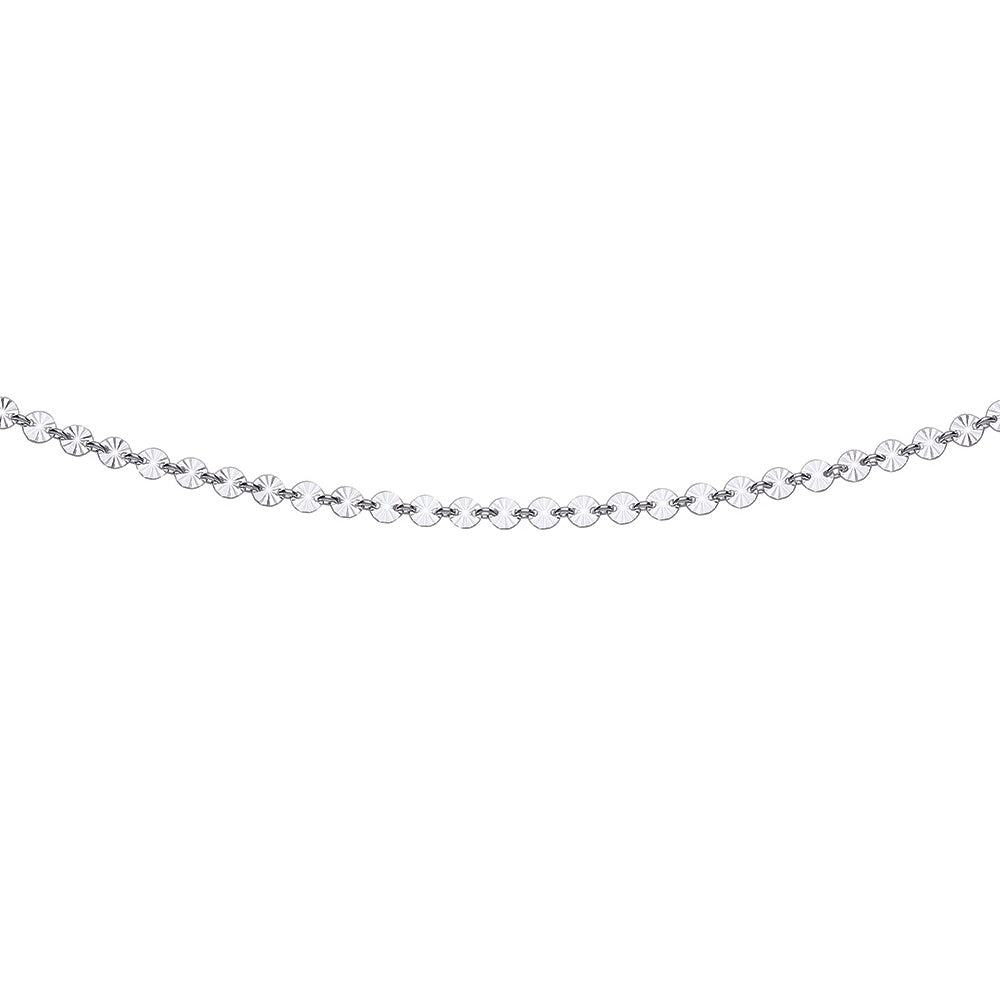 Silver  Sunburst Forzatina Flat Link Necklace 4mm 18 inch - GVK331