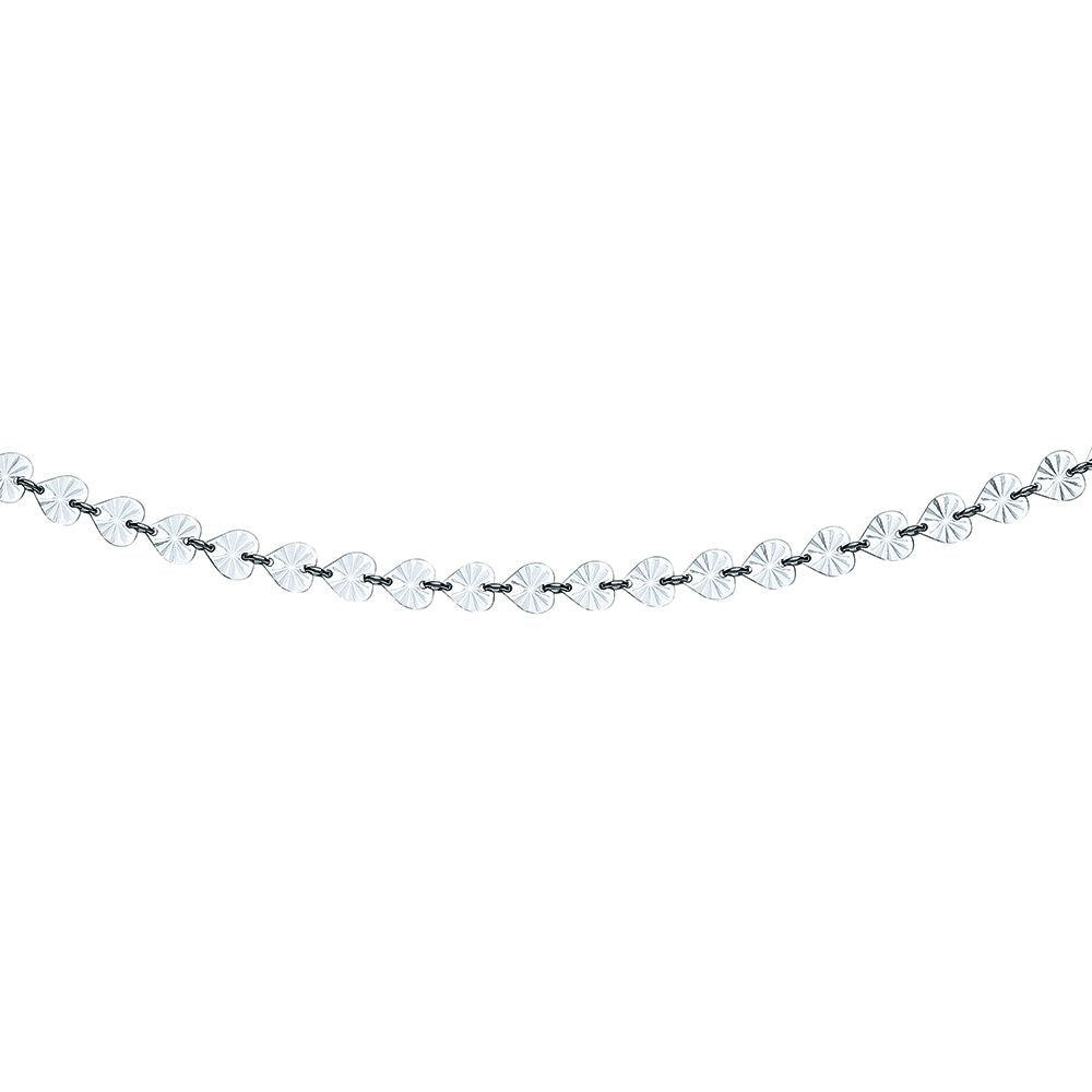 Silver  Sunburst Forzatina Love Heart Flat Link Necklace 6mm 18" - GVK332