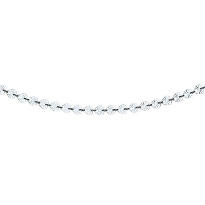 Silver  Sunburst Forzatina Love Heart Flat Link Necklace 6mm 18" - GVK332