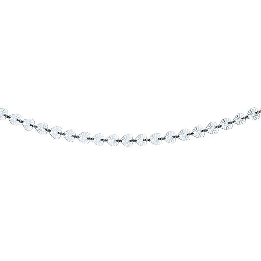 Silver  Sunburst Forzatina Love Heart Flat Link Necklace 6mm 18" - GVK332