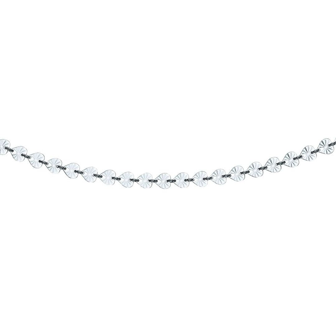 Silver  Sunburst Forzatina Love Heart Flat Link Necklace 6mm 18" - GVK332