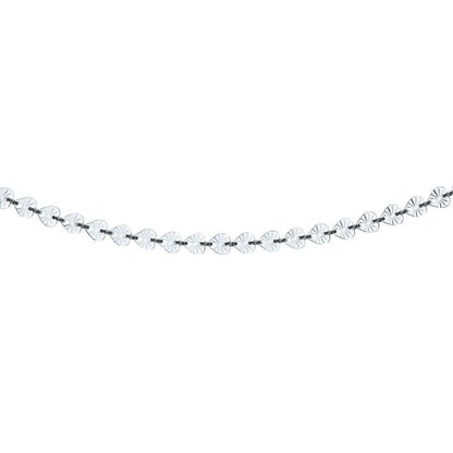 Silver  Sunburst Forzatina Love Heart Flat Link Necklace 6mm 18" - GVK332