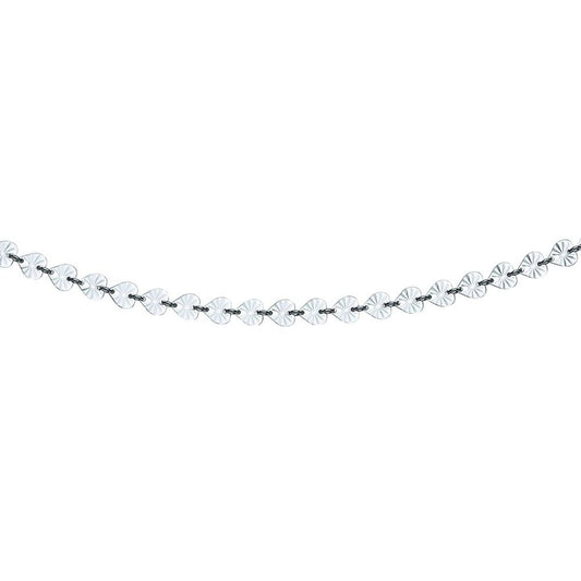 Silver  Sunburst Forzatina Love Heart Flat Link Necklace 6mm 18" - GVK332