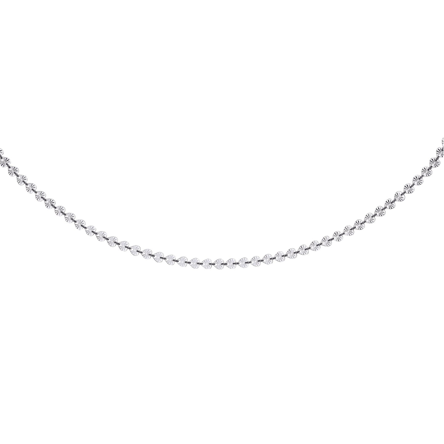 Silver  Sunburst Forzatina Love Heart Flat Link Necklace 6mm 18" - GVK332