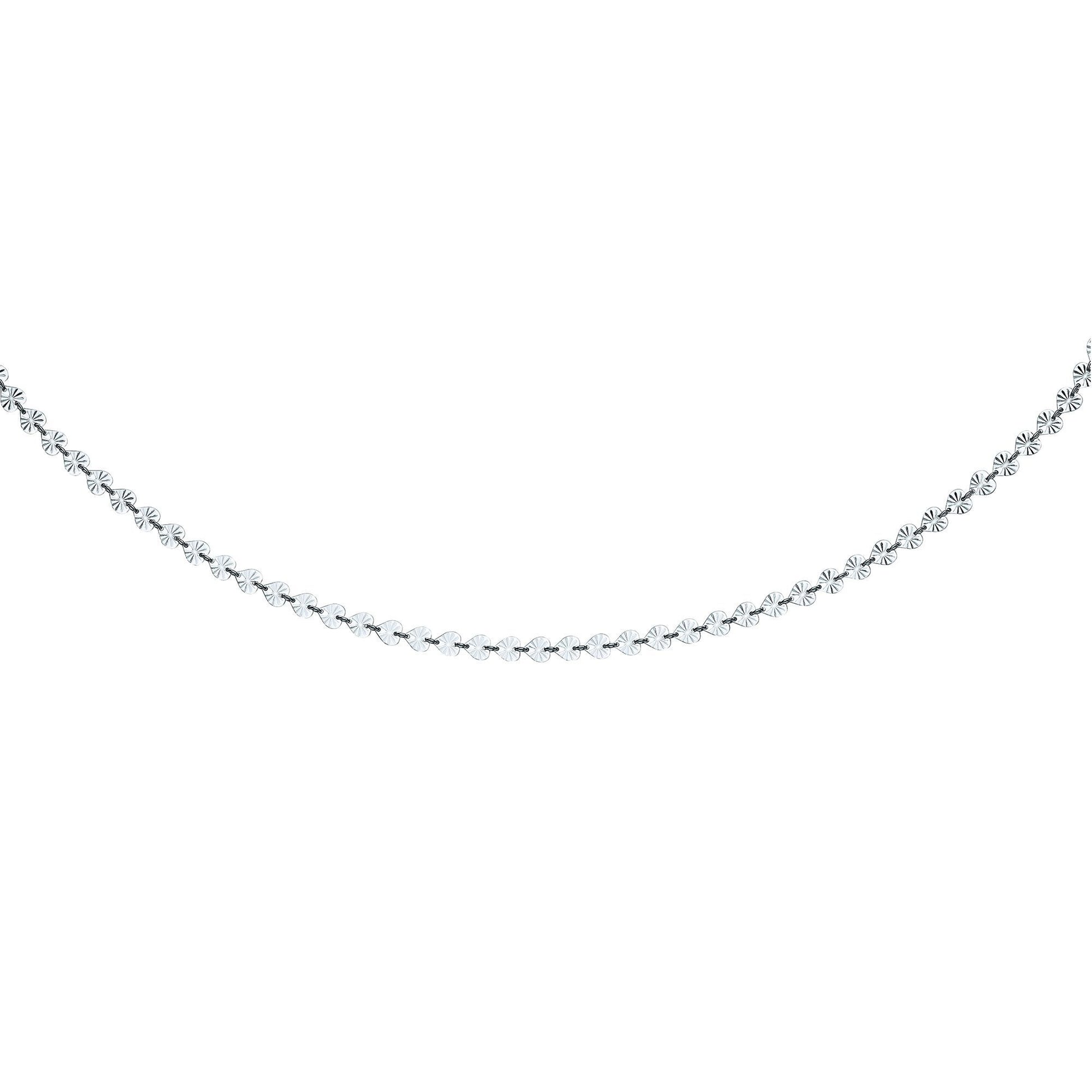 Silver  Sunburst Forzatina Love Heart Flat Link Necklace 6mm 18" - GVK332