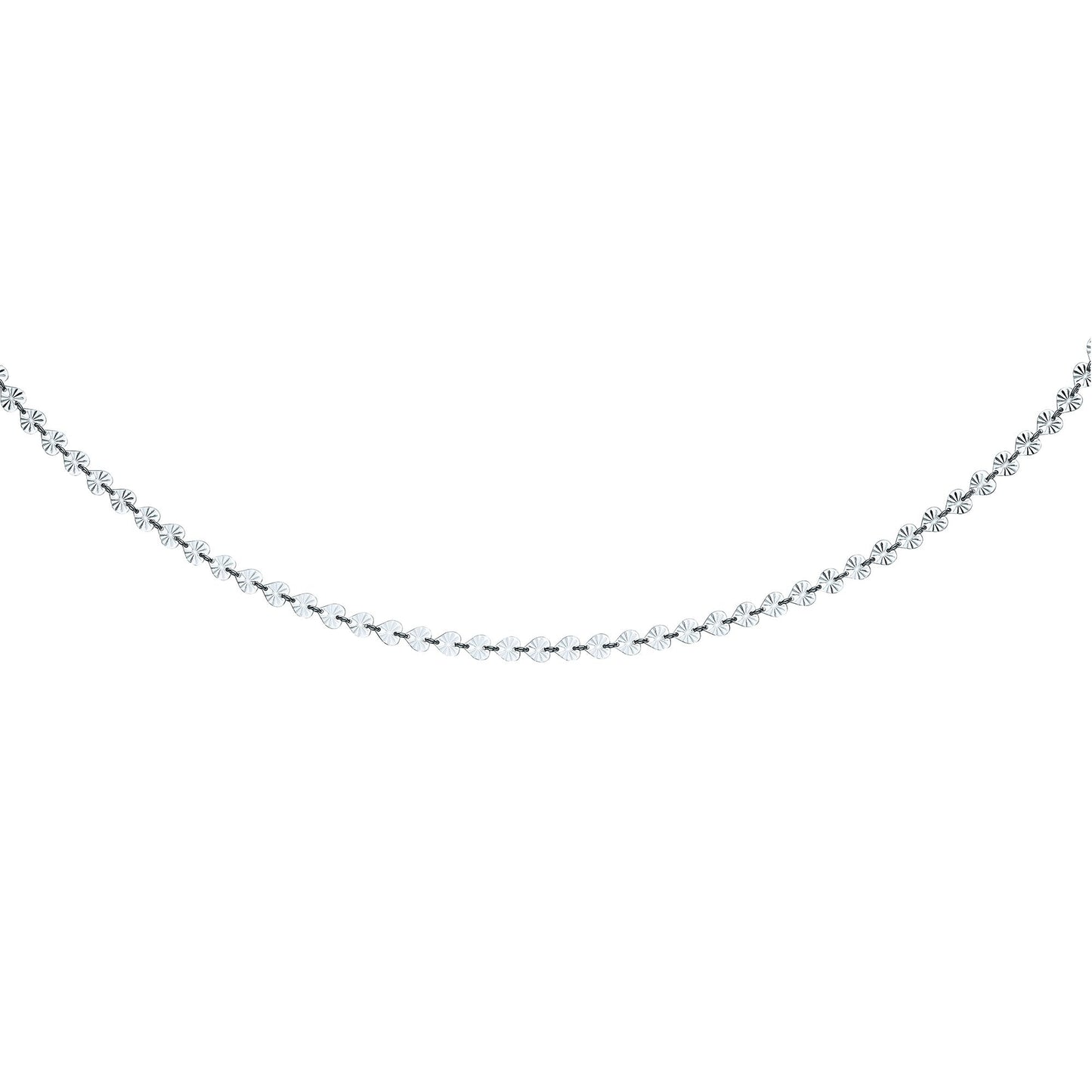 Silver  Sunburst Forzatina Love Heart Flat Link Necklace 6mm 18" - GVK332