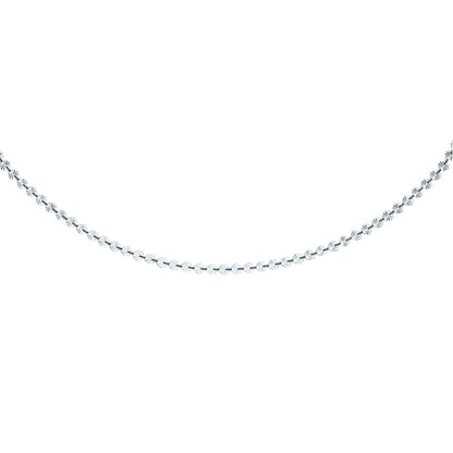 Silver  Sunburst Forzatina Love Heart Flat Link Necklace 6mm 18" - GVK332