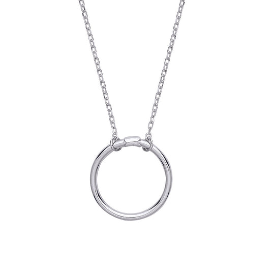 Silver  Carrier Hoop Charm Necklace - GVK336