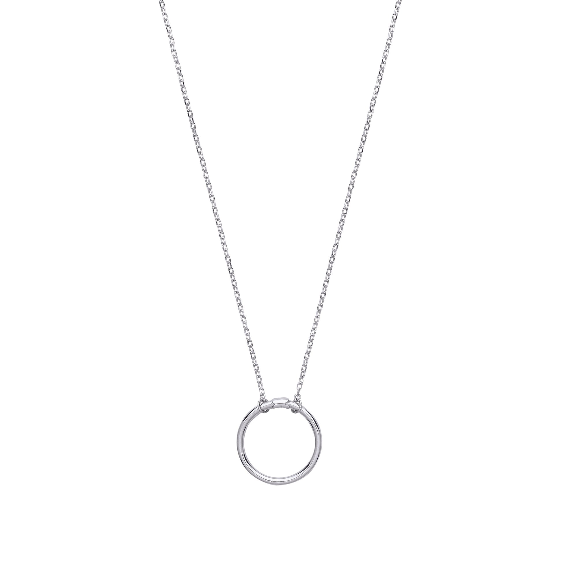 Silver  Carrier Hoop Charm Necklace - GVK336