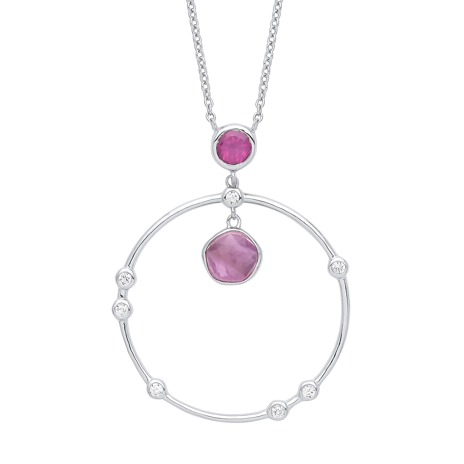 Silver  Pendulum Swing Orbit Circle Lavalier Necklace - GVK343