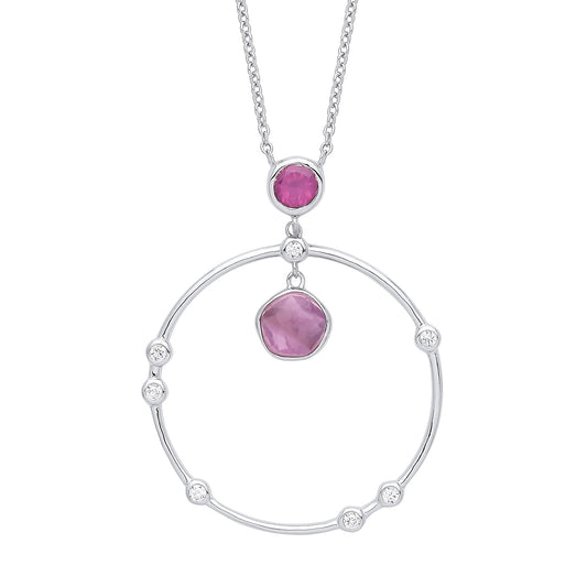 Silver  Pendulum Swing Orbit Circle Lavalier Necklace - GVK343