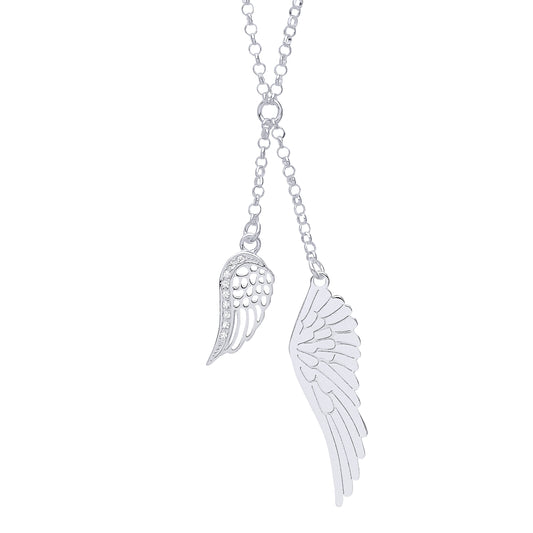 Silver  Angel Wings Negligee Necklace - GVK350