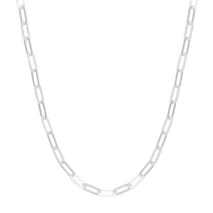 925 Silver  Flat Paperclip Pill Shape Chain Necklace 5mm 17 inch - GVK354