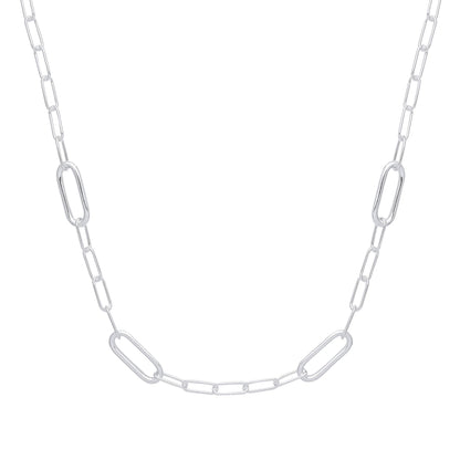 925 Silver  Lil n Large Oval Paperclip Chain Necklace 11mm 17 inch - GVK355