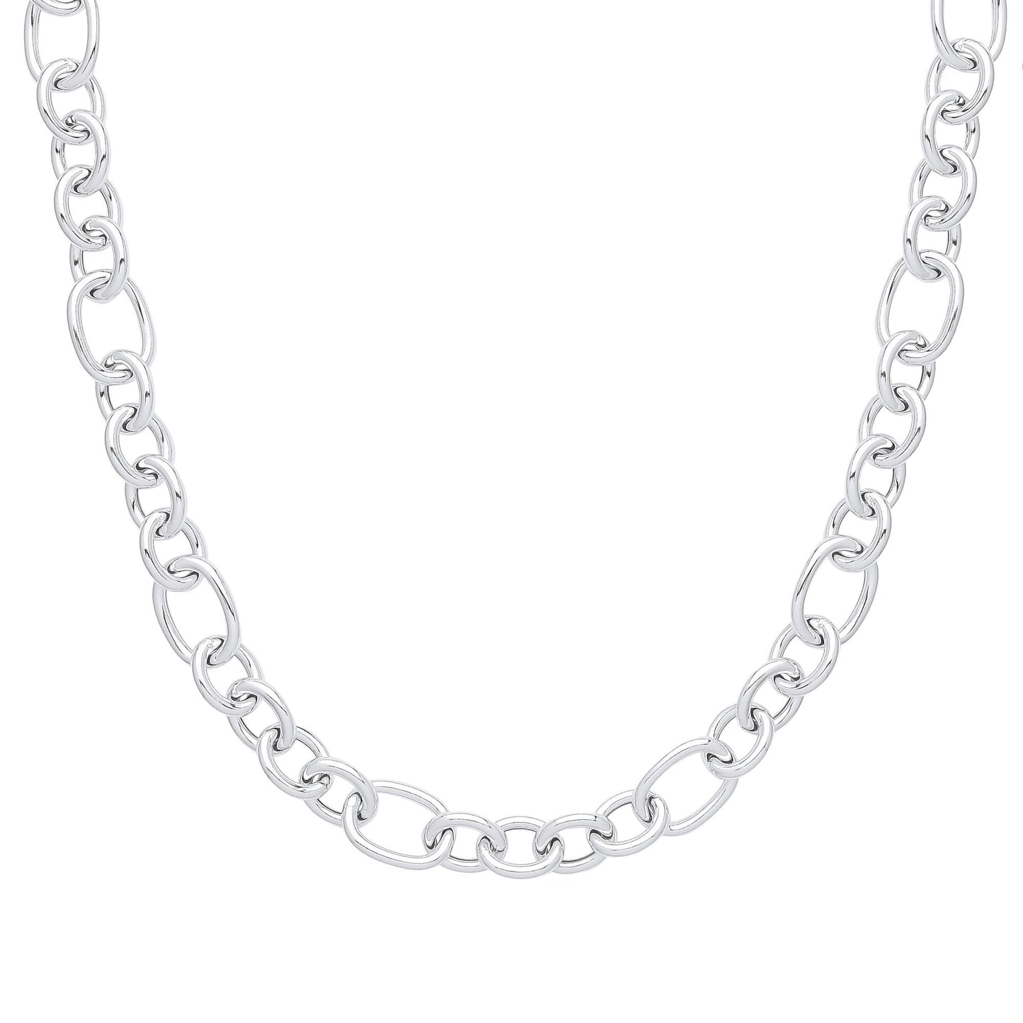 Silver  Hollow Round Oval Belcher Chain Necklace 16mm 20" 50cm - GVK356