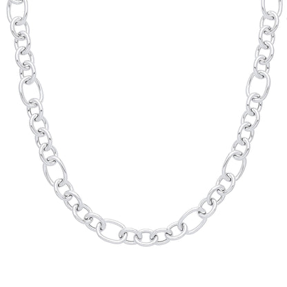 Silver  Hollow Round Oval Belcher Chain Necklace 16mm 20" 50cm - GVK356
