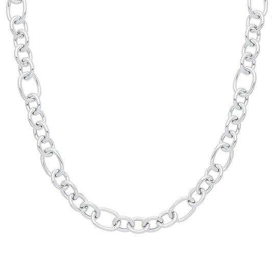 Silver  Hollow Round Oval Belcher Chain Necklace 16mm 20" 50cm - GVK356