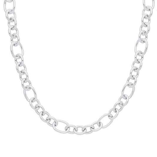 Silver  Hollow Round Oval Belcher Chain Necklace 16mm 20" 50cm - GVK356