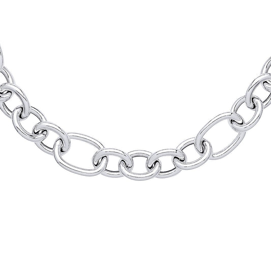 Silver  Hollow Round Oval Belcher Chain Necklace 16mm 20" 50cm - GVK356