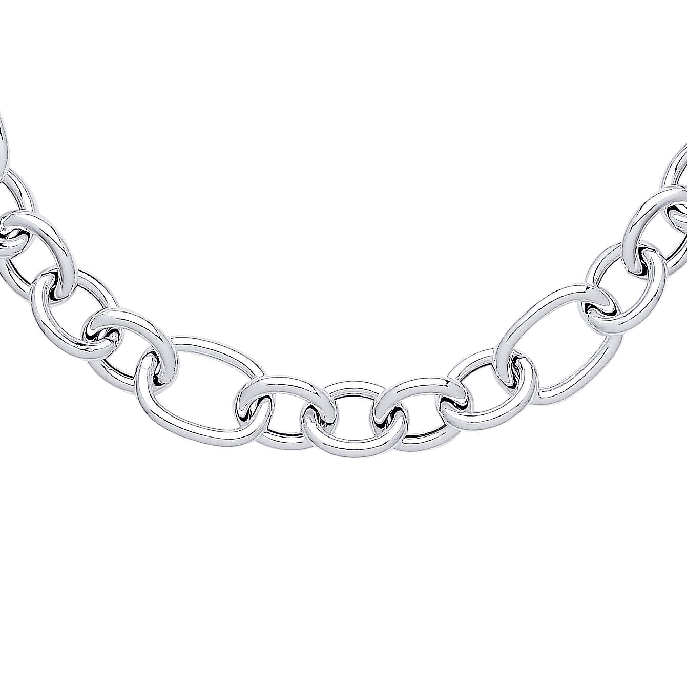 Silver  Hollow Round Oval Belcher Chain Necklace 16mm 20" 50cm - GVK356