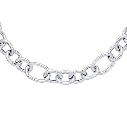 Silver  Hollow Round Oval Belcher Chain Necklace 16mm 20" 50cm - GVK356