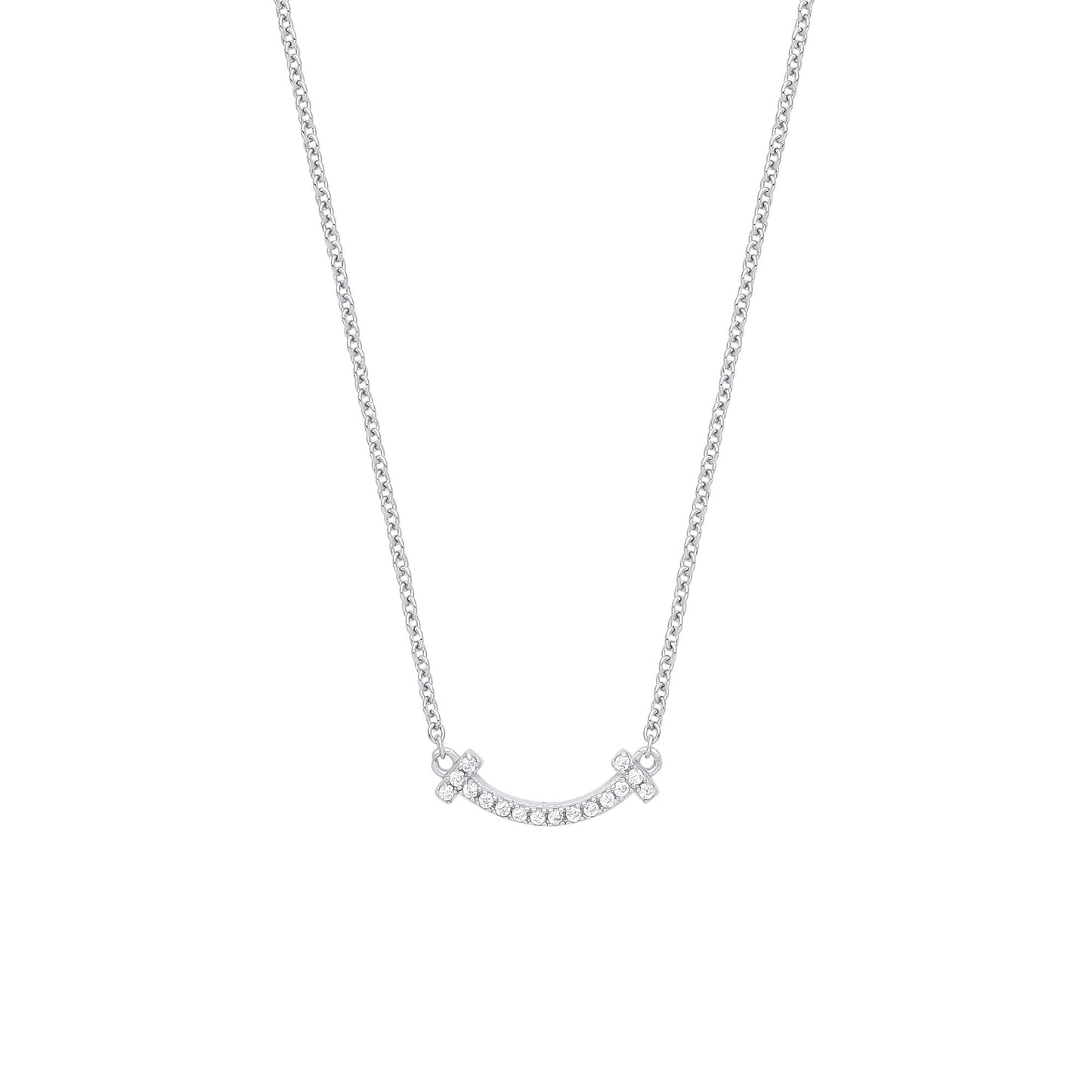925 Silver  CZ Smile Letter i Swing Lavalier Necklace 16 + 2 inch - GVK359
