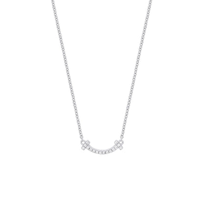 925 Silver  CZ Smile Letter i Swing Lavalier Necklace 16 + 2 inch - GVK359
