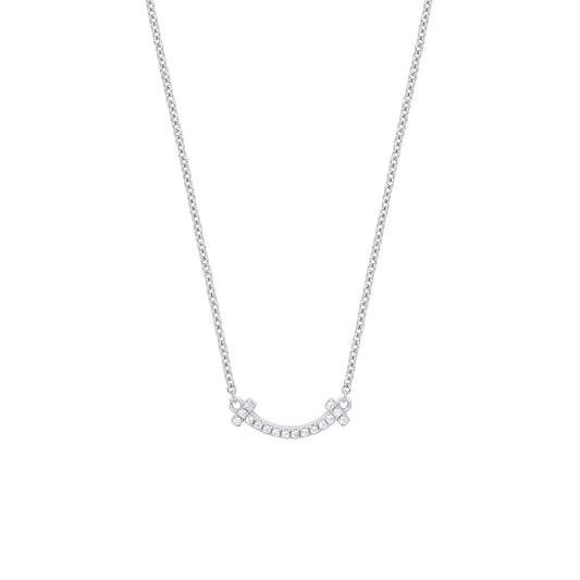 925 Silver  CZ Smile Letter i Swing Lavalier Necklace 16 + 2 inch - GVK359