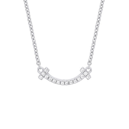 925 Silver  CZ Smile Letter i Swing Lavalier Necklace 16 + 2 inch - GVK359