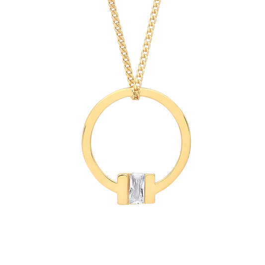Gilded Silver  Circular Square T Bar Lavalier Necklace - GVK360G