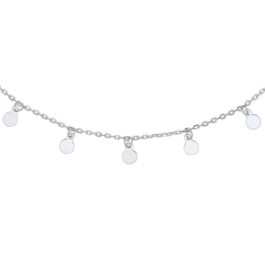 Silver  Floating Round Discs Charm Necklace - GVK371