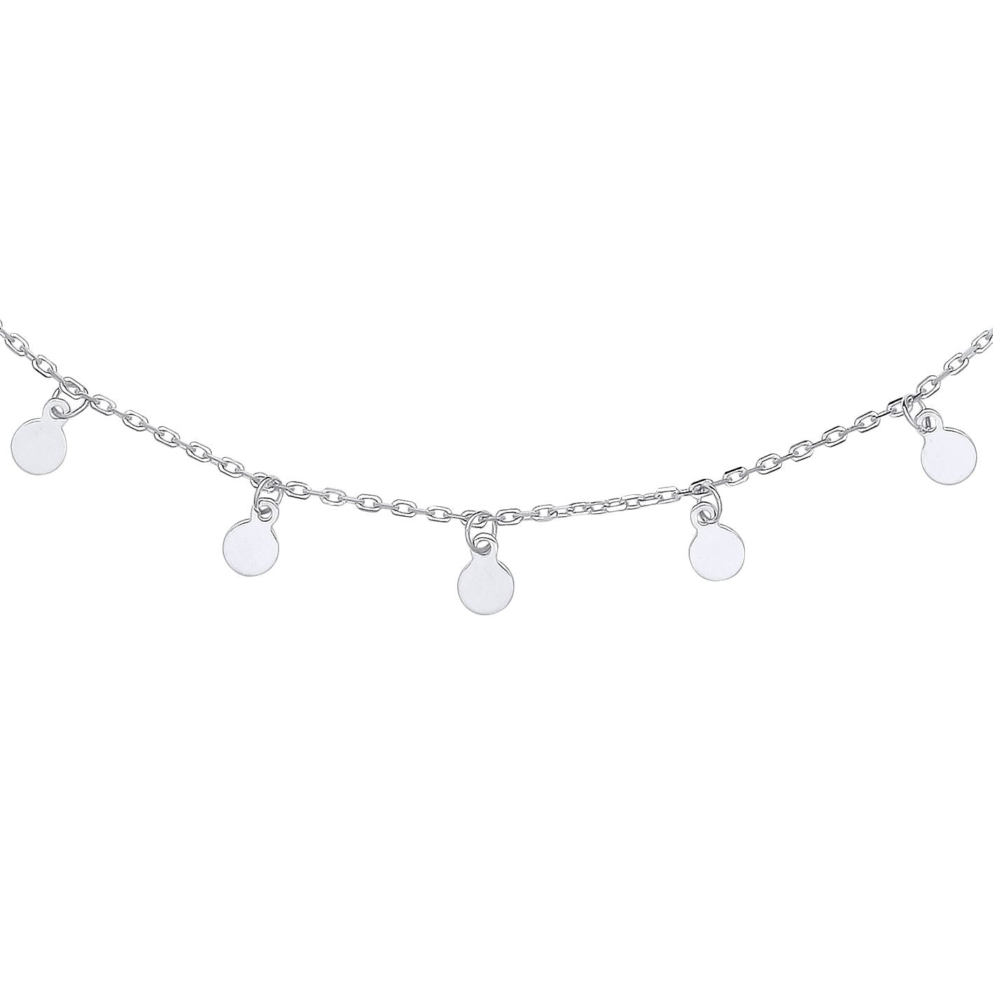 Sterling Silver  Floating Round Discs Charm Necklace 15 + 2 inch - GVK371