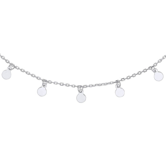 Sterling Silver  Floating Round Discs Charm Necklace 15 + 2 inch - GVK371