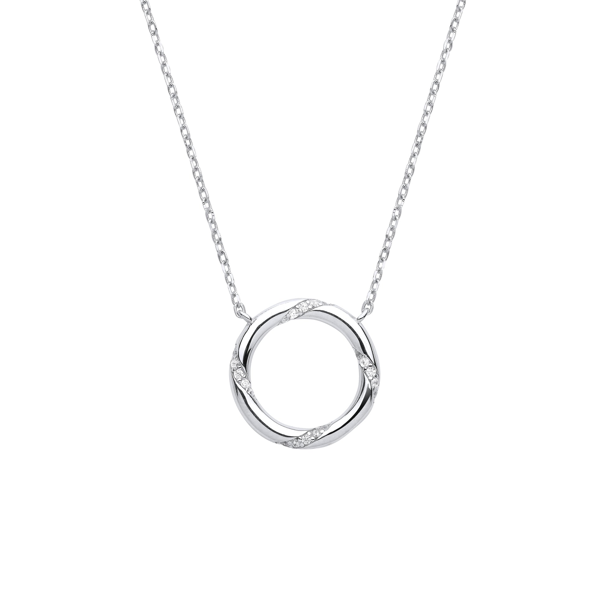 Silver  Twisting Meander Circle Lavalier Necklace - GVK374