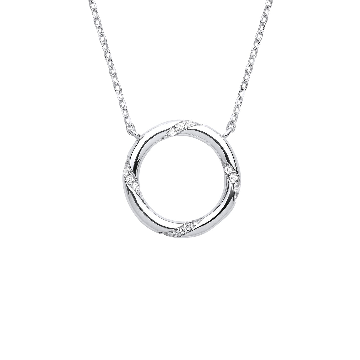 Silver  Twisting Meander Circle Lavalier Necklace - GVK374