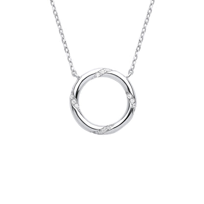 Silver  Twisting Meander Circle Lavalier Necklace - GVK374