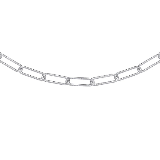 Silver  Hammered Paperclip Pill Chain Necklace - GVK381