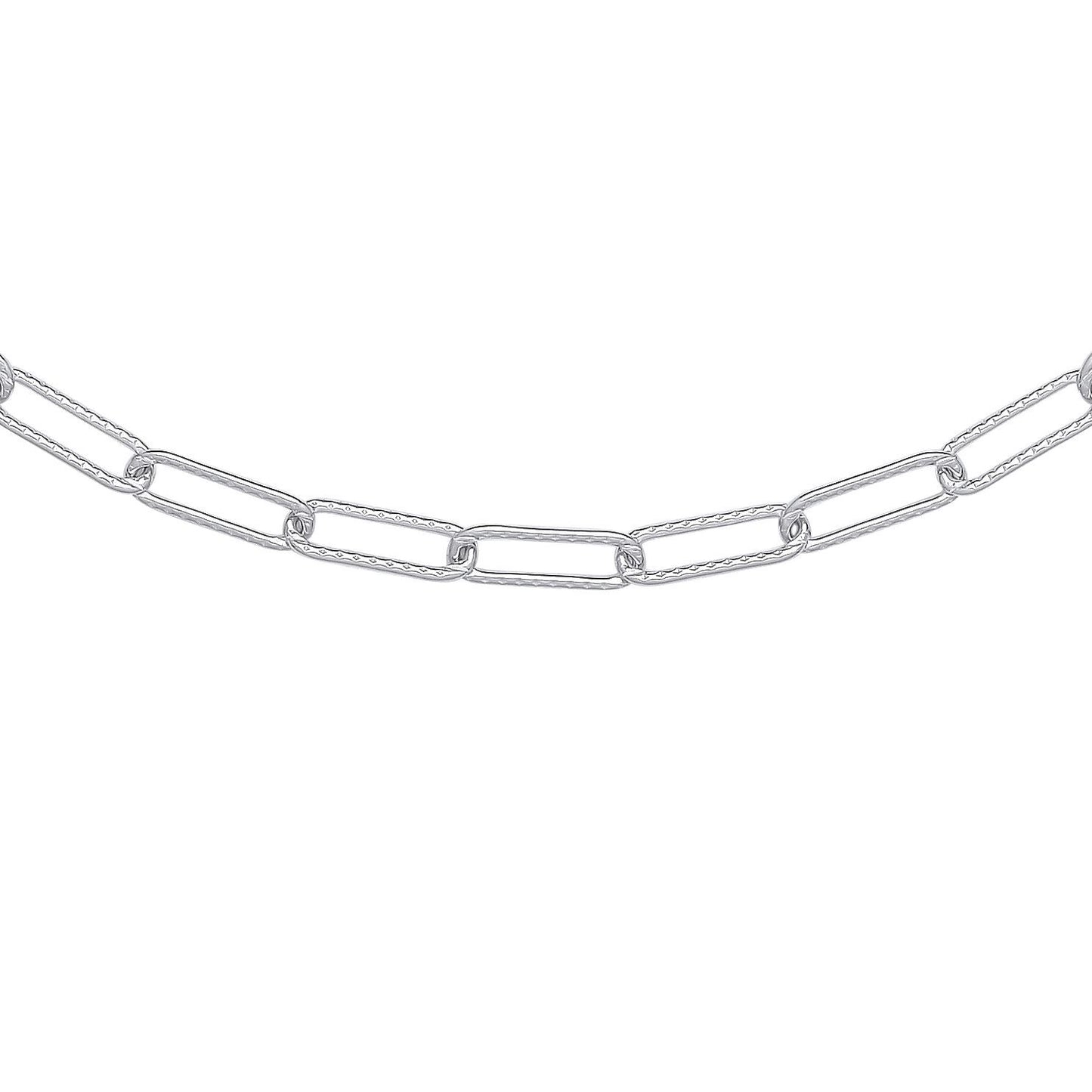925 Silver  Hammered Paperclip Pill Chain Necklace 4mm 16 + 2 inch - GVK381