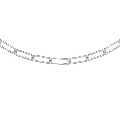 925 Silver  Hammered Paperclip Pill Chain Necklace 4mm 16 + 2 inch - GVK381
