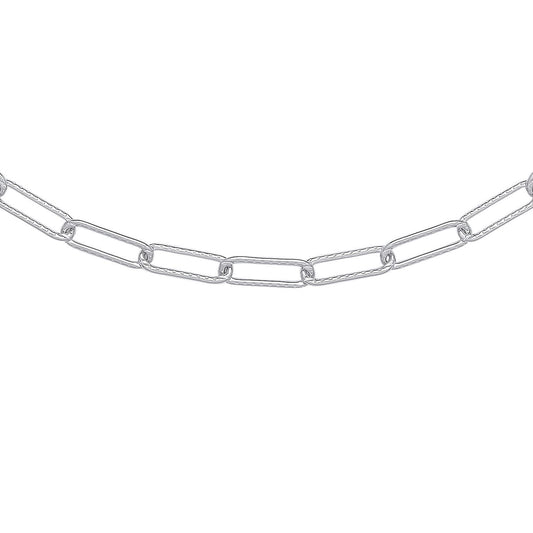925 Silver  Hammered Paperclip Pill Chain Necklace 4mm 16 + 2 inch - GVK381