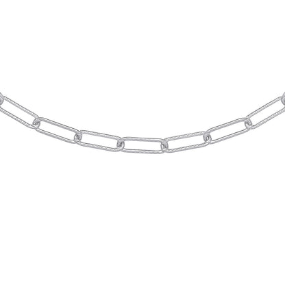 925 Silver  Hammered Paperclip Pill Chain Necklace 4mm 16 + 2 inch - GVK381