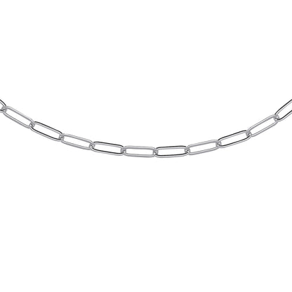 Silver  Plain Flat Paperclip Pill Chain Necklace - GVK382